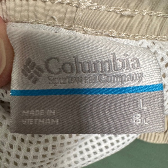 Columbia Swim Trunks Mens L Beige Fishing Shorts Elastic Waist Mesh Lined PFG - Picture 3 of 7